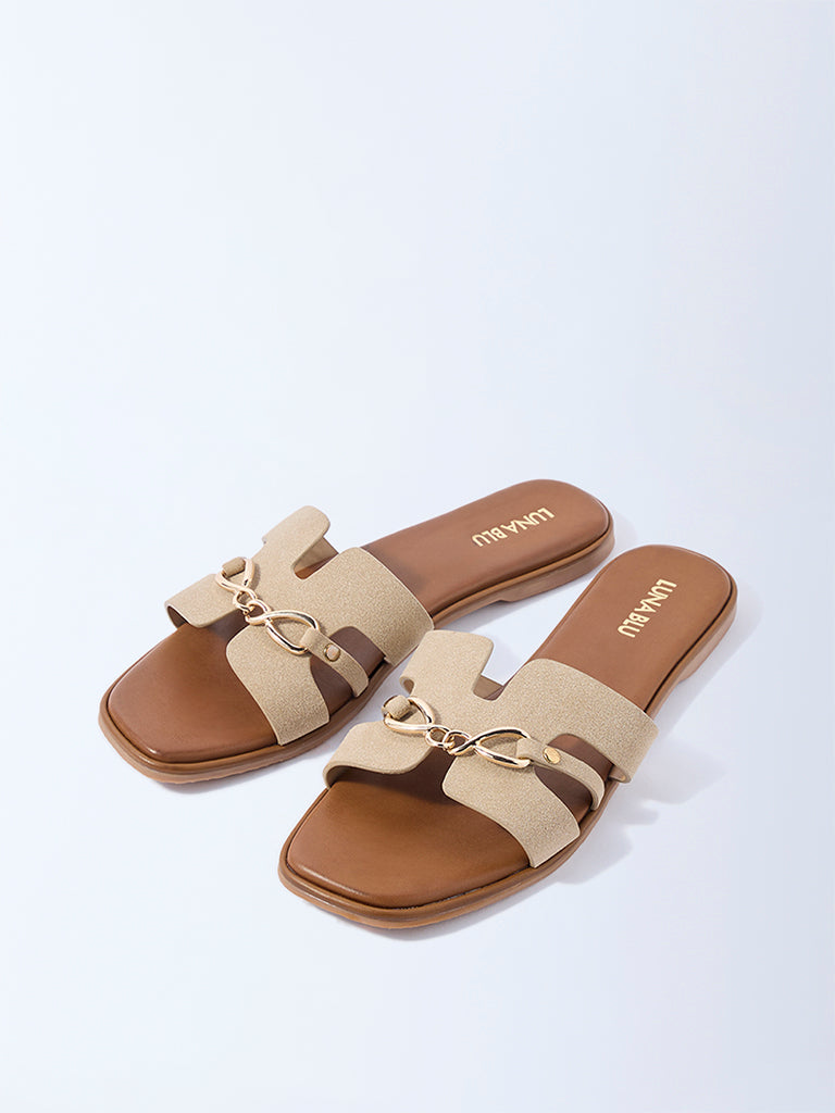 LUNA BLU Beige Hardware-Detailed Slides - Image 2