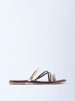 LUNA BLU Brown Metallic Toe-Ring Sandals