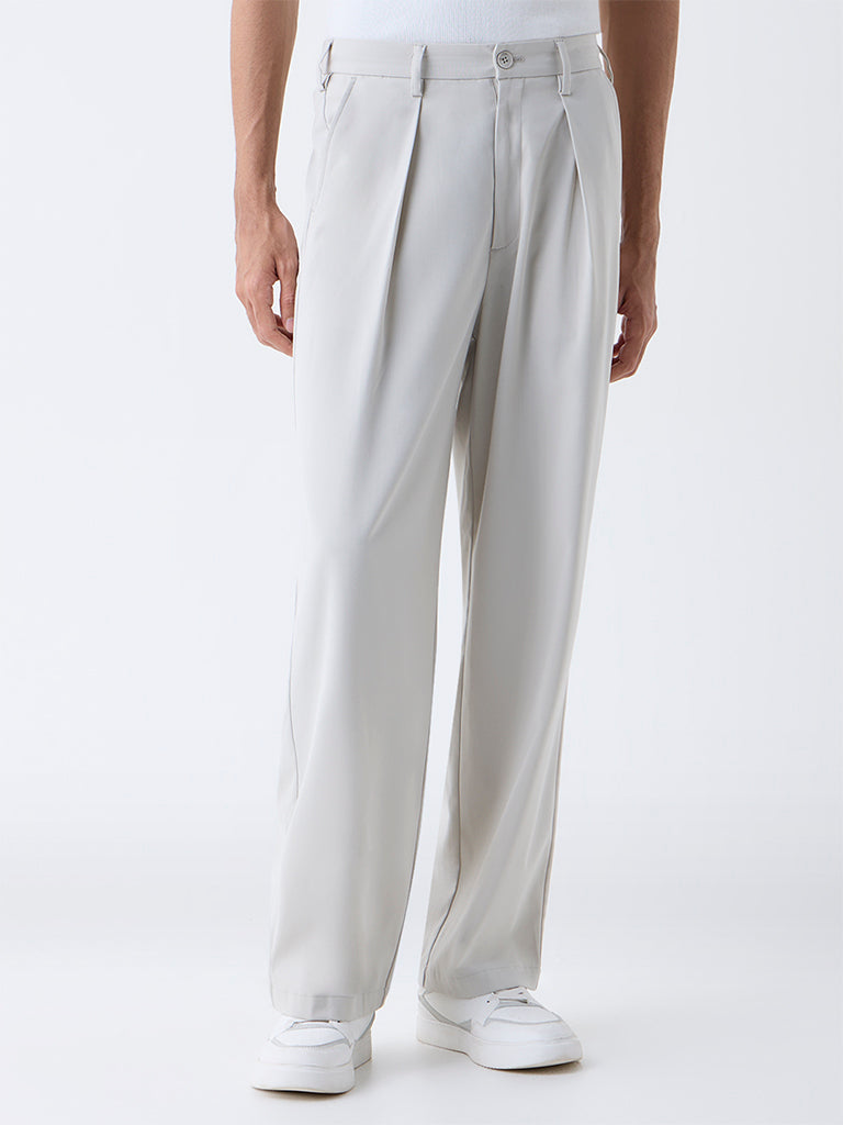 Nuon Off-White Solid Loose-Fit Mid-Rise Cotton Chinos - Image 2