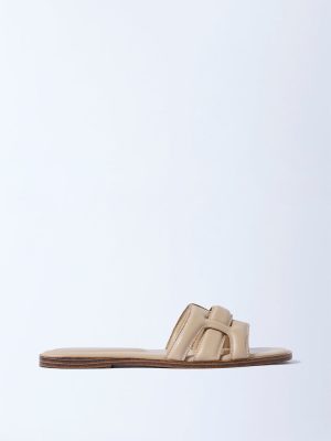 LUNA BLU Cream Interwoven-Strap Slides