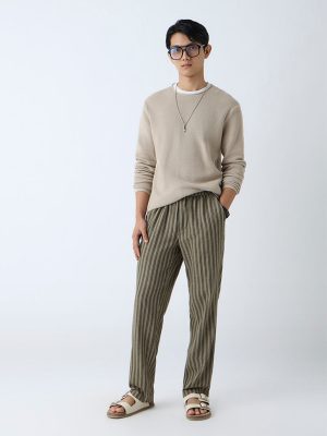 ETA Olive Relaxed-Fit Mid-Rise Cotton-Blend Trousers