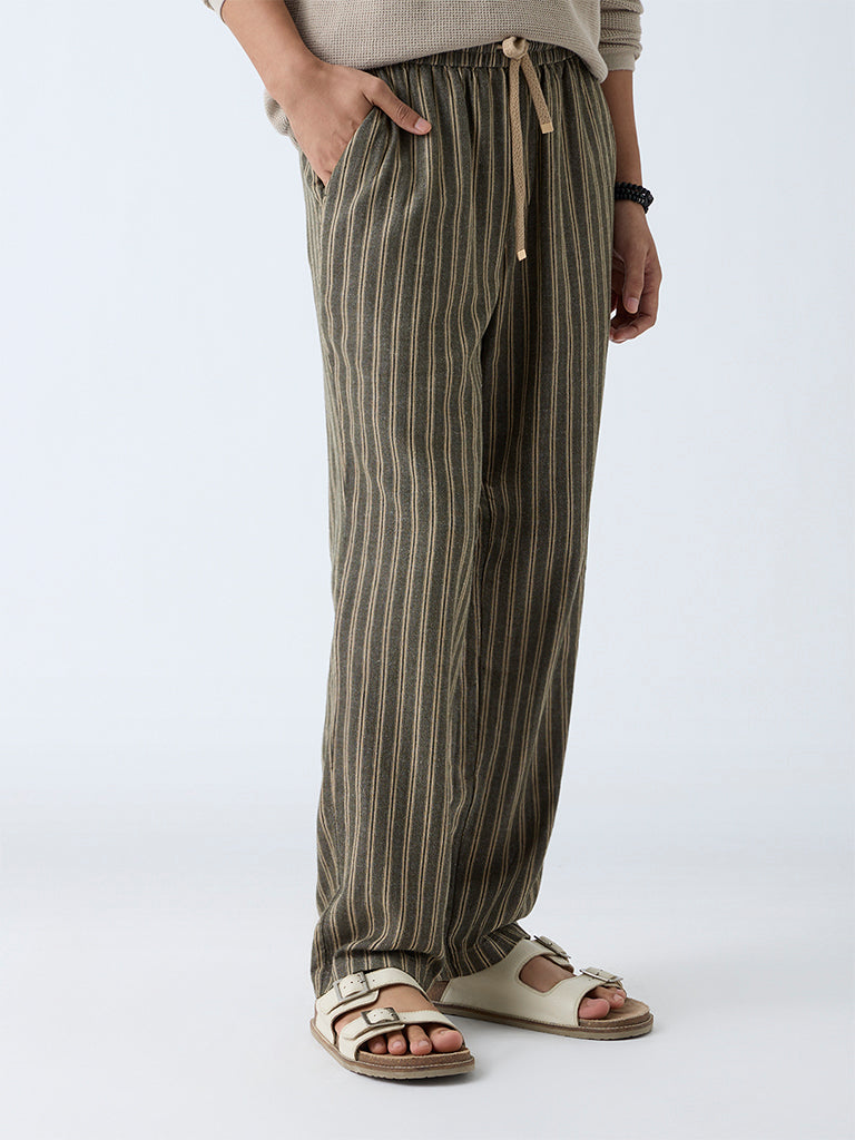 ETA Olive Relaxed-Fit Mid-Rise Cotton-Blend Trousers - Image 2