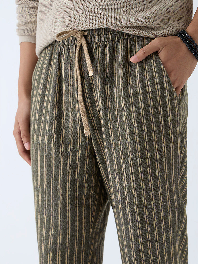 ETA Olive Relaxed-Fit Mid-Rise Cotton-Blend Trousers - Image 3