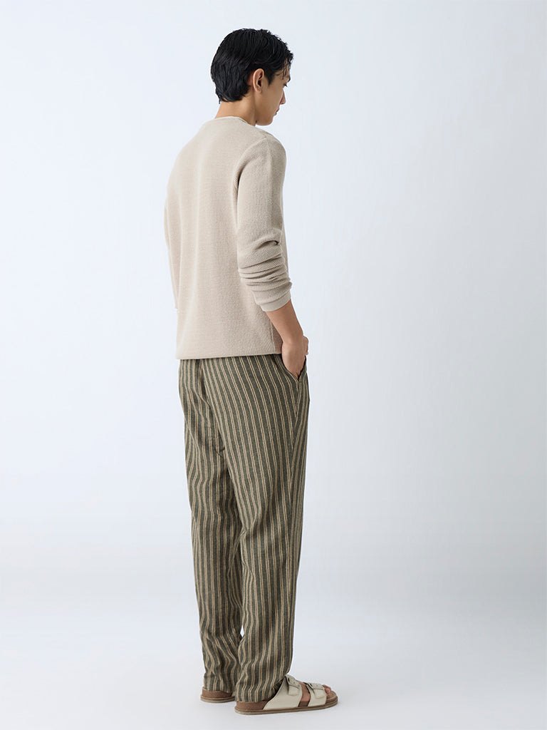 ETA Olive Relaxed-Fit Mid-Rise Cotton-Blend Trousers - Image 4