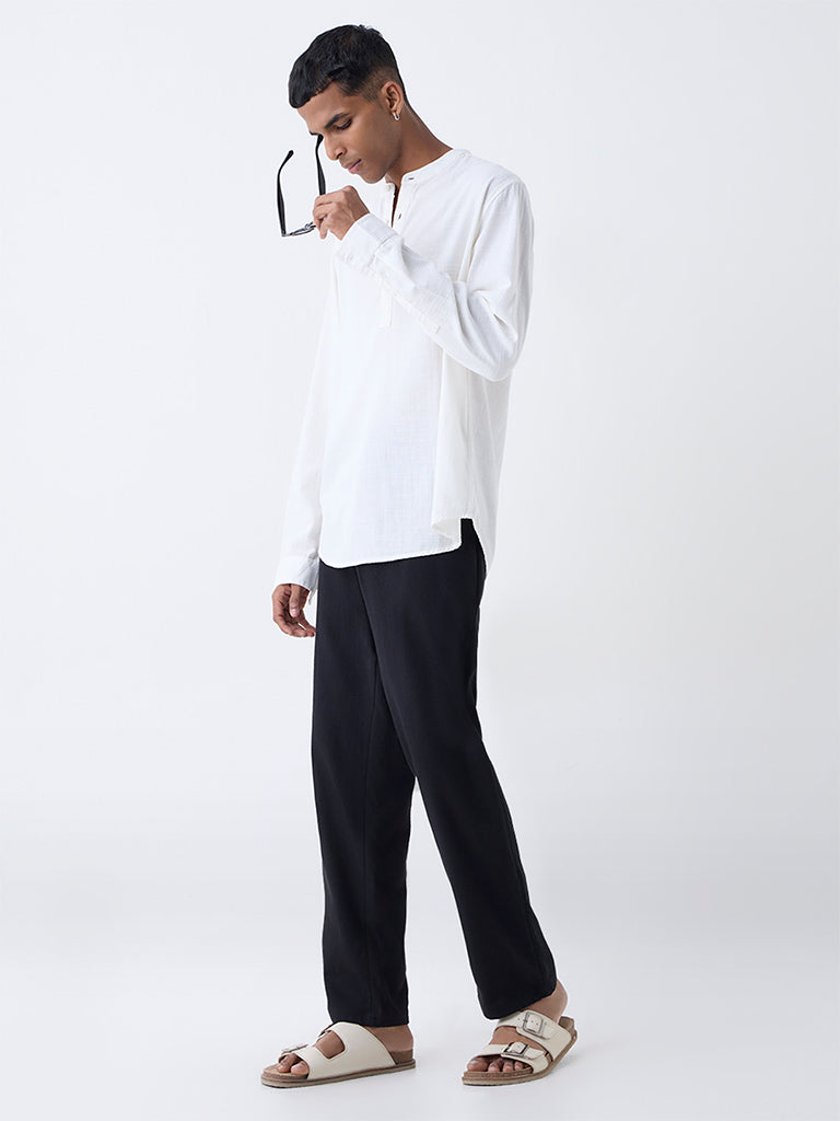 ETA Off-White Self-Patterned Relaxed-Fit Cotton-Blend Shirt - Image 3