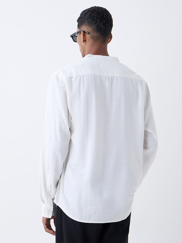 ETA Off-White Self-Patterned Relaxed-Fit Cotton-Blend Shirt - Image 5