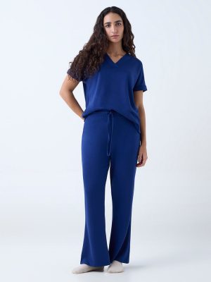 Wunderlove Blue Solid High-Rise Pants