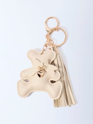 Westside Accessories Off-White Teddy Bag Charm