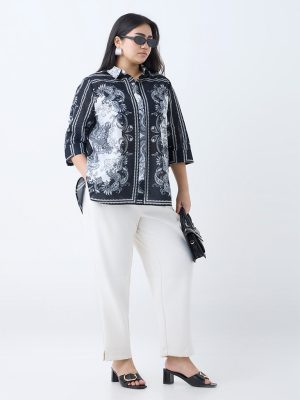 Gia Black Paisley Printed Cotton Shirt