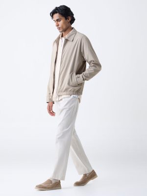 Ascot Beige Solid Relaxed-Fit Jacket