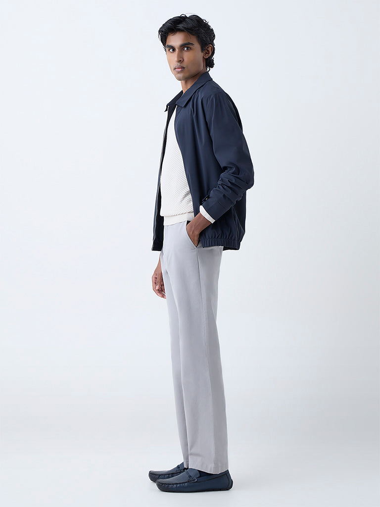 Ascot Navy Solid Relaxed-Fit Jacket - Image 3