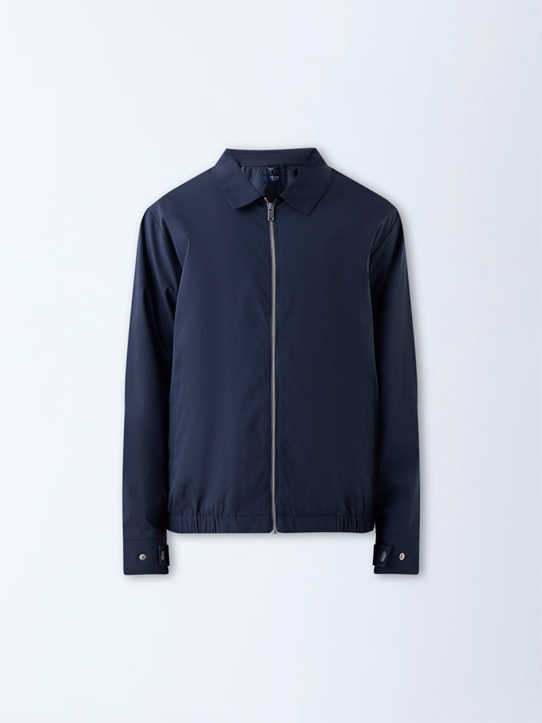 Ascot Navy Solid Relaxed-Fit Jacket - Image 6