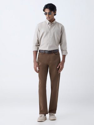 Ascot Brown Relaxed-Fit Mid-Rise Jeans