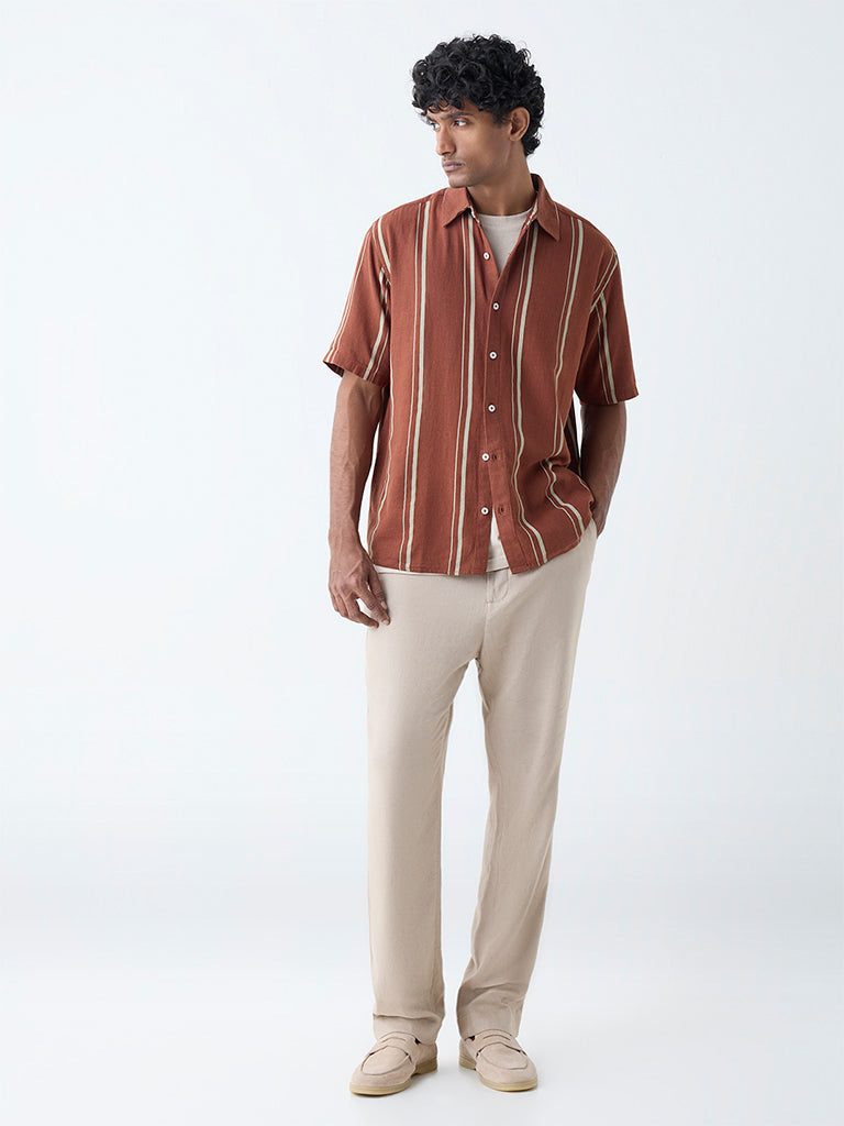 Ascot Rust Stripe Relaxed-Fit Shirt - Image 2