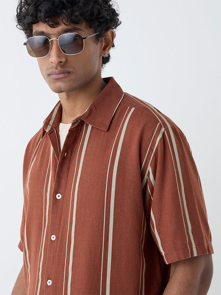 Ascot Rust Stripe Relaxed-Fit Shirt - Image 3