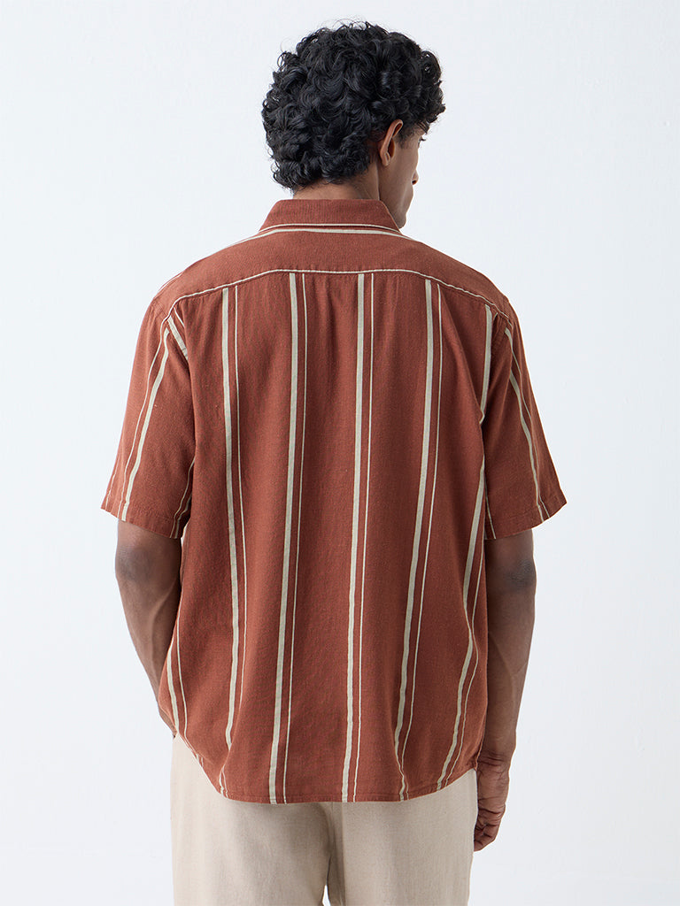 Ascot Rust Stripe Relaxed-Fit Shirt - Image 4