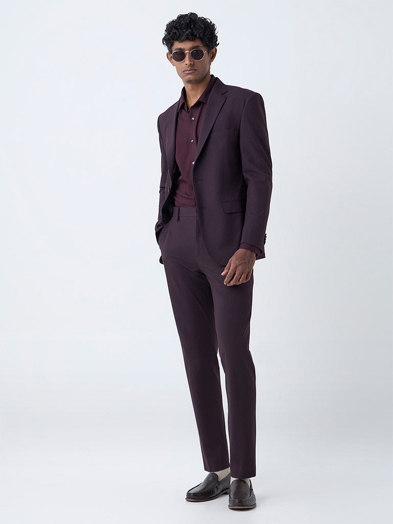WES Formals Wine Solid Slim-Fit Blazer - Image 2