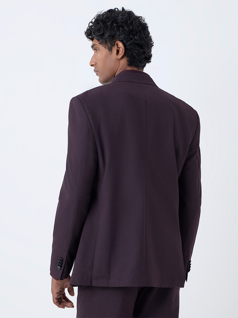 WES Formals Wine Solid Slim-Fit Blazer - Image 4