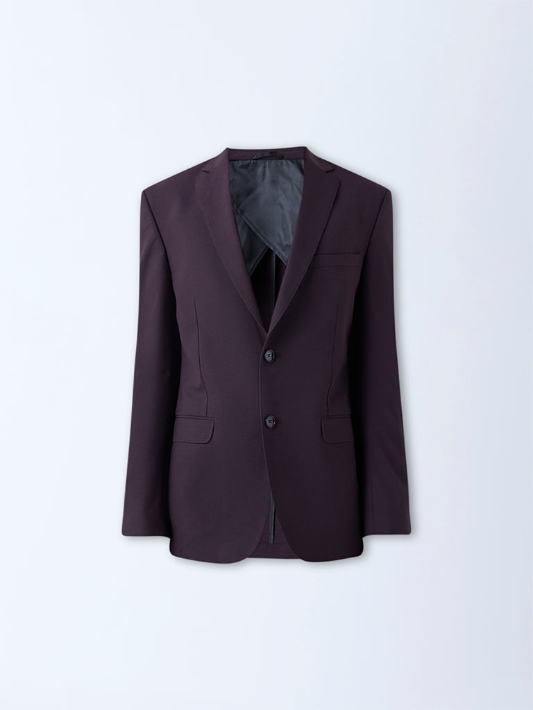 WES Formals Wine Solid Slim-Fit Blazer - Image 5