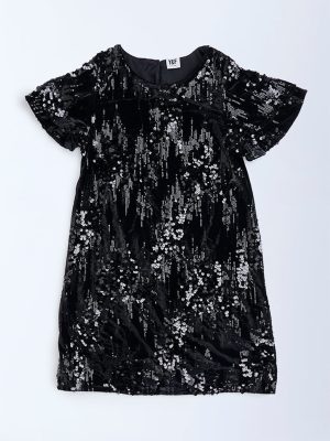 Y&F Kids Black Sequin Embellished Party Dress