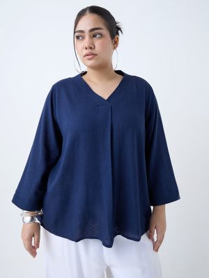Gia Navy Solid Blouse