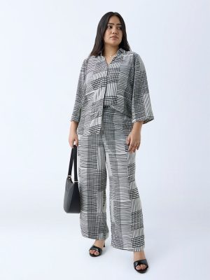 Gia Black Printed High-Rise Trousers