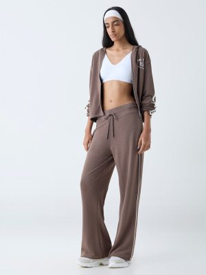 Studiofit Brown Solid High-Rise Track Pants