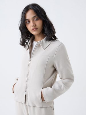 LOV Beige Solid Jacket