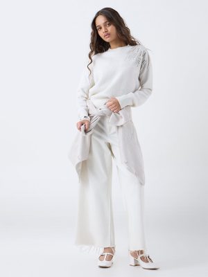 LOV Off-White Embellished Sweater