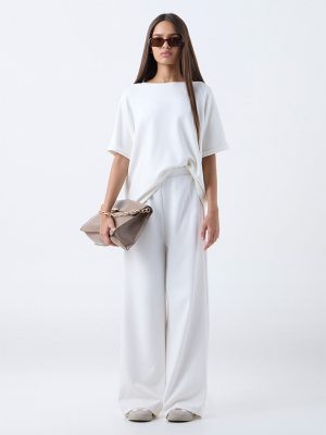 LOV Off-White Solid T-Shirt