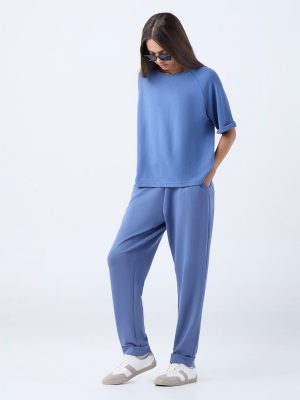 LOV Blue Solid T-Shirt