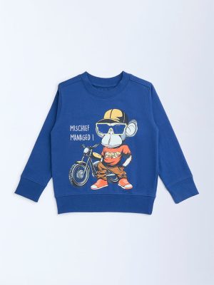 HOP Kids Navy Animal Pattern Cotton-Blend Sweatshirt
