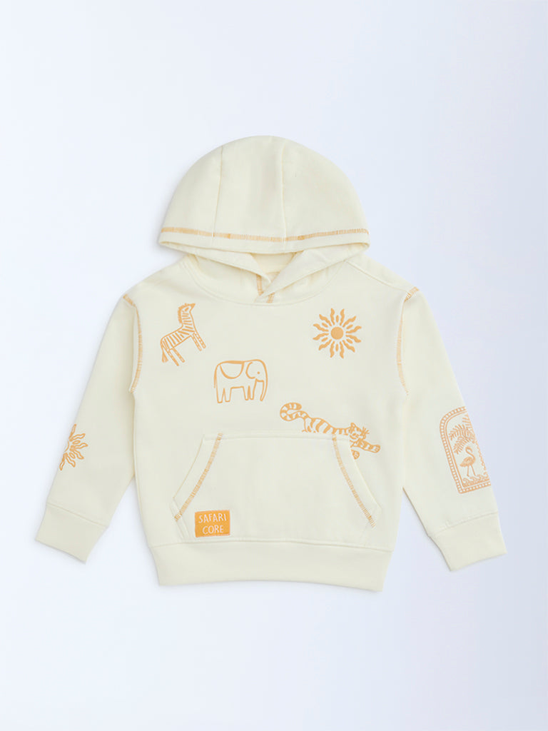 HOP Kids Off-White Animal Printed Cotton-Blend Hoodie - Image 3