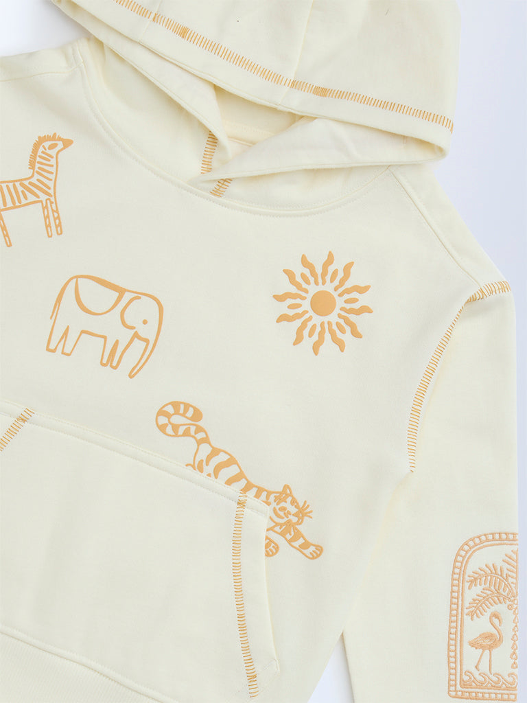 HOP Kids Off-White Animal Printed Cotton-Blend Hoodie - Image 5
