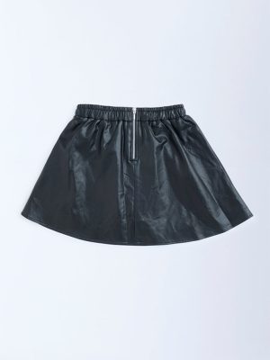 Y&F Kids Black High-Rise Leather Skirt