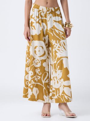 Utsa Mustard Botanical Design Palazzos
