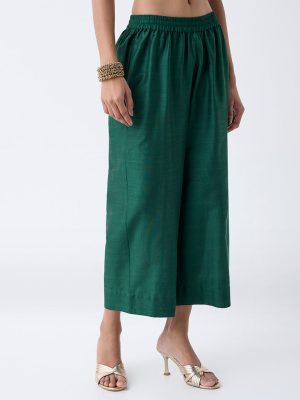 Utsa Green Solid Pants