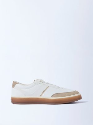 SOLEPLAY White Suede-Detail Lace-Up Sneakers