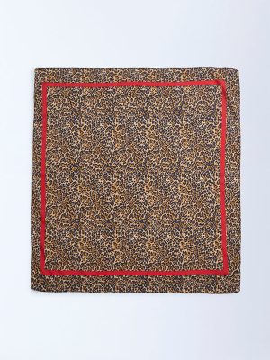 Westside Accessories Beige Leopard Printed Scarf