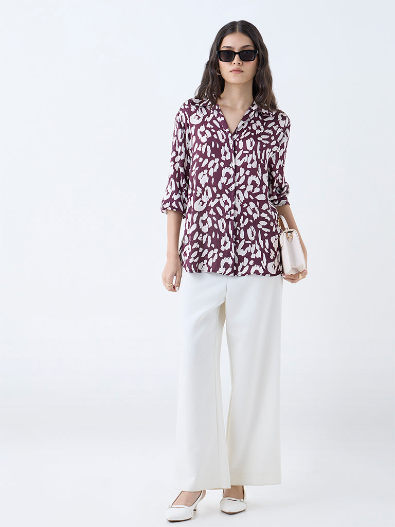 Wardrobe Burgundy Abstract Printed Shirt - Image 2