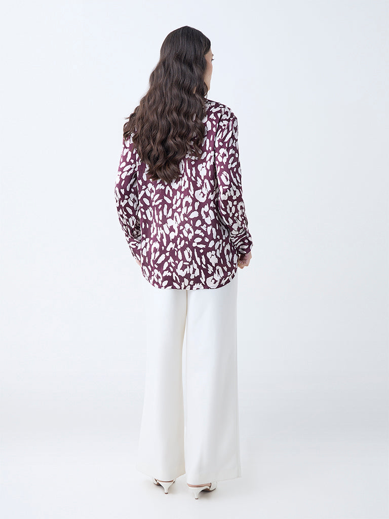 Wardrobe Burgundy Abstract Printed Shirt - Image 4