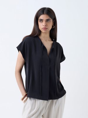 Wardrobe Black Solid Cotton Top