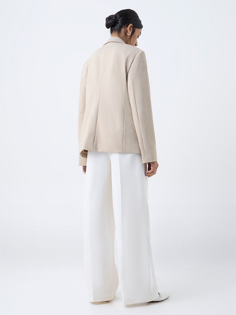 Wardrobe Beige Solid Blazer - Image 4