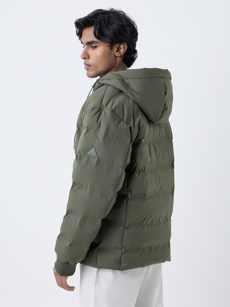 WES Casuals Olive Solid Relaxed-Fit Puffer Jacket - Image 5