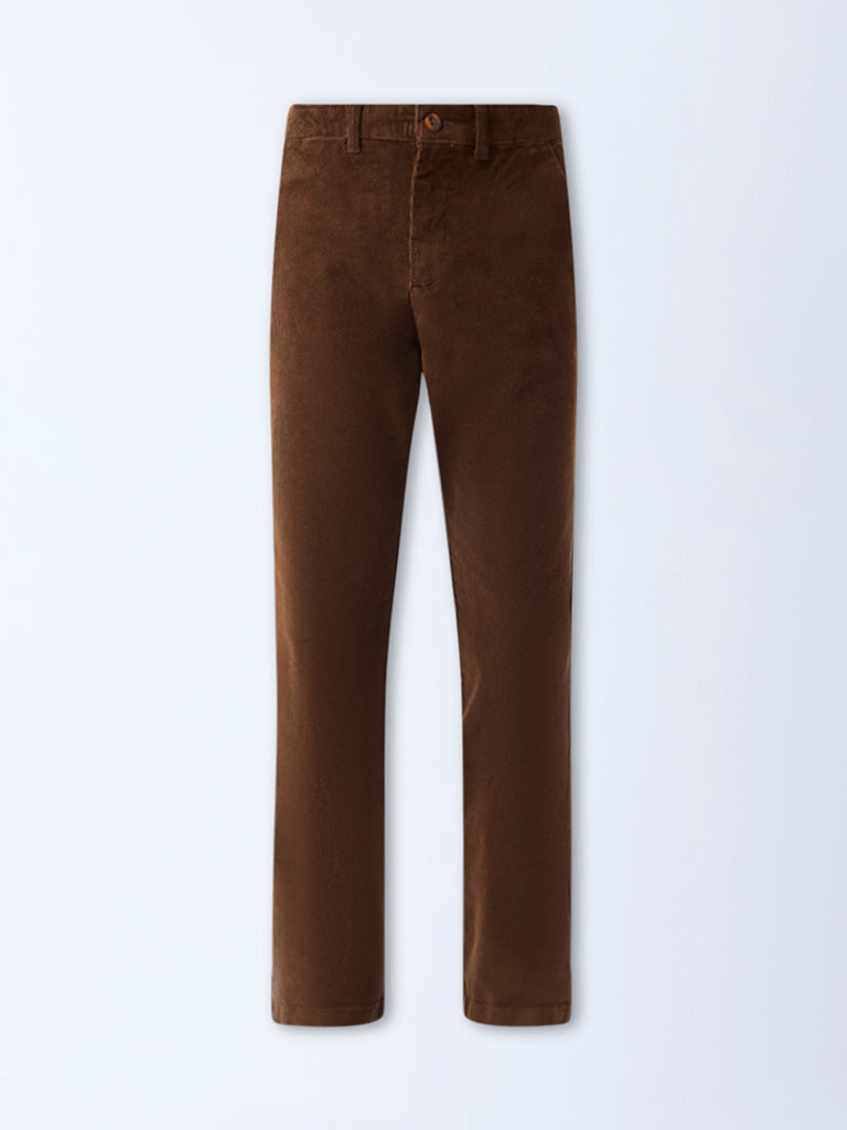 WES Casuals Tan Relaxed-Fit Mid-Rise Corduroy Chinos - Image 5