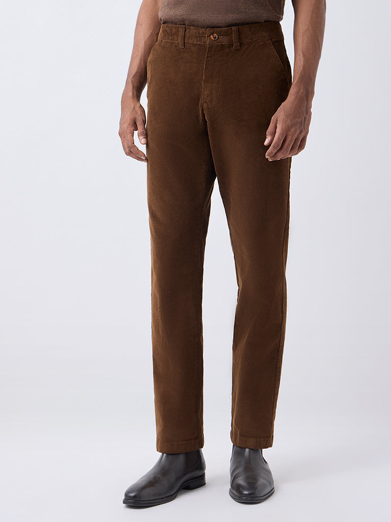 WES Casuals Tan Relaxed-Fit Mid-Rise Corduroy Chinos - Image 2
