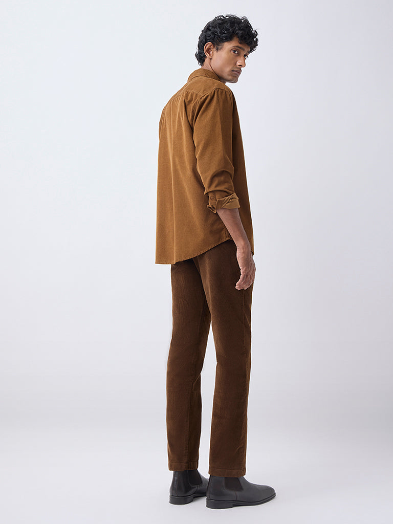 WES Casuals Tan Relaxed-Fit Mid-Rise Corduroy Chinos - Image 4