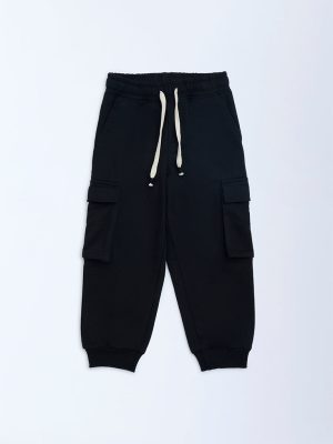 HOP Kids Black Mid-Rise Cotton-Blend Joggers