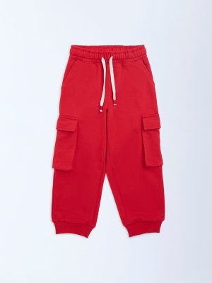HOP Kids Red Mid-Rise Cotton-Blend Joggers