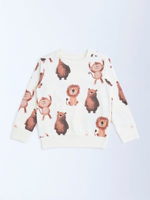 HOP Kids Off-White Animal Printed Cotton-Blend Sweatshirt